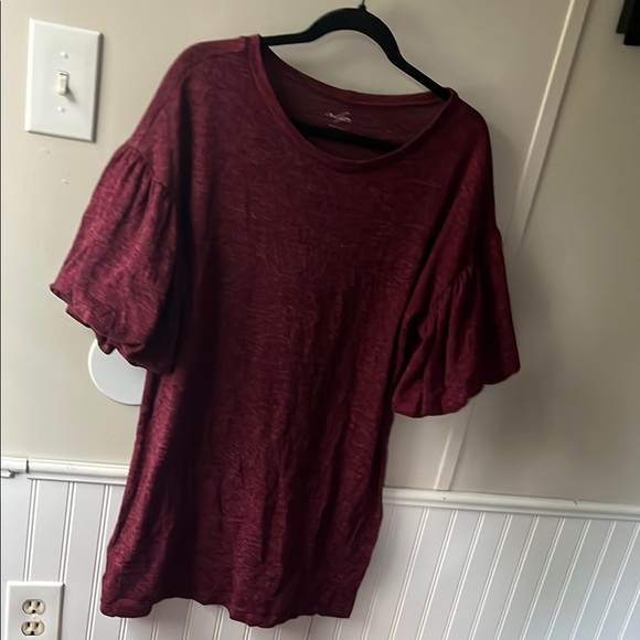 Alya Red Flutter Sleeve 3/4 Blouse - Picture 1 of 1